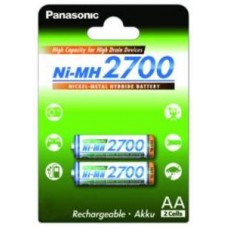 PILE RICARICABILI FORMATO AA STILO 2700MAH 1,2V PANASONIC IN BLISTER DA 2 PEZZI