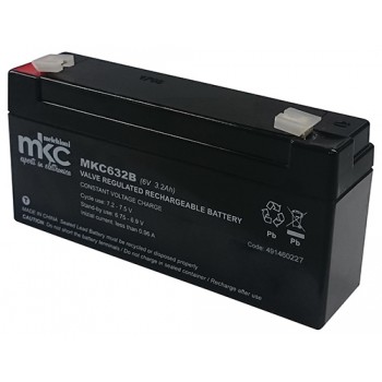 BATTERIA RICARICABILE PIOMBO 6V 3,2Ah ORIZZONTALE 65x124x33mm IMPORT
