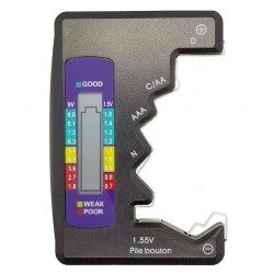 PROVAPILE UNIVERSALE PER BATTERIE AAA,AA,C,D,9V E BOTTONE CON DISPLAY LCD