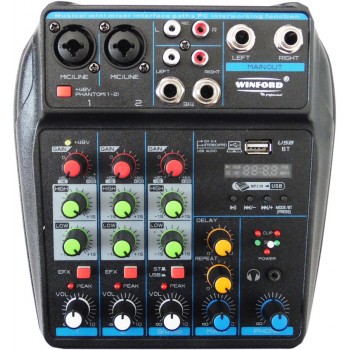 MIXER DJ 4 CANALI BLUETOOTH, USB, STEREO RCA