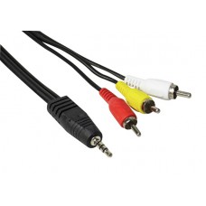 CAVETTO SPINA JACK 3,5 A/V 4 POLI - 3xSPINE RCA A/V MT.1,5