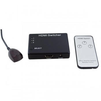 SWITCHER HDMI 3 IN 1 OUT 1080P, 3D, CON TELECOMANDO