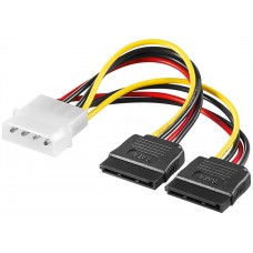 CAVO ALIMENTAZIONE INTERNO MOLEX MASCHIO - 2xSATA 15 PIN FEMMINA 0.15mt