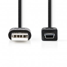 CAVO USB2.0 USB 'A' MASCHIO / MINI 'B' 5 PIN MASCHIO NERO MT.1,80