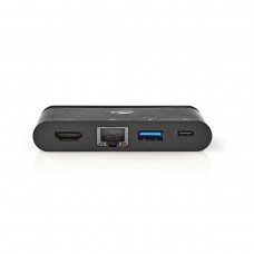 HUB USB3.1 TYPE C TO HDMI, USB 3.0, RJ45 ETHERNET