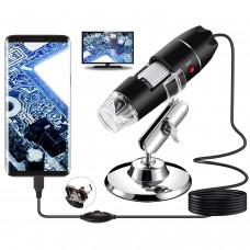 MICROSCOPIO DIGITALE USB2.0 40-1000X CON 8 LED E SUPPORTO IN METALLO