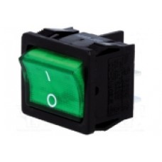 INTERRUTTORE A BILANCIA BIPOLARE 10A (ON-OFF) 22x19 LUMINOSO VERDE