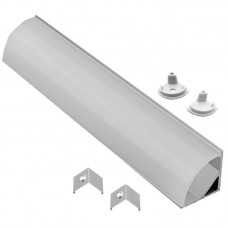 KIT PROFILO ANGOLARE+TAPPI+COVER TRASPARENTE PER STRIP LED IN ALLUMINIO DA PARETE BARRA MT.2