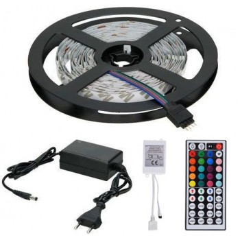 KIT STRIP LED RGB MT.5 IP65 CON ALIMENTATORE E TELECOMANDO