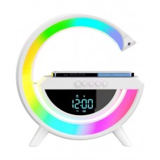 LAMPADA LED RGB OROLOGIO/RADIO FM/BLUETOOTH/AUX/SCHEDA SD E RICARICA WIRELESS