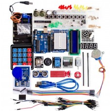 STARTER KIT ARDUINO UNO R3 BREADBOARD E,SUPPORTO,MOTORE PASSO PASSO,SERVO,LCD1602,CAVO JUMPER