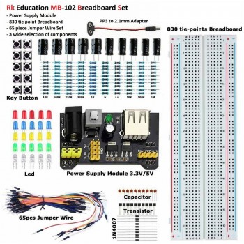 KIT ACCESSORI E COMPONENTI CON BREADBOARD E MODULO ALIMENTAZIONE