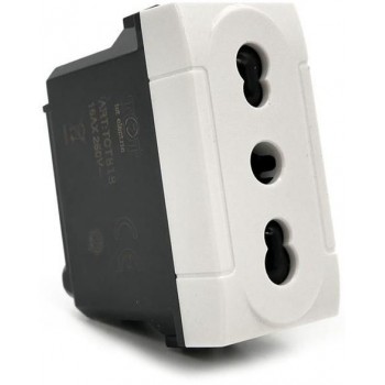PRESA 1 POSTO BIVALENTE 10/16A 250V BIANCA COMPATIBILE LIVING INTERNATIONAL