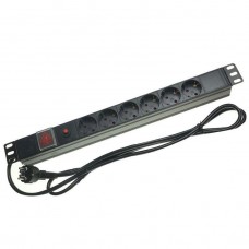 MULTIPRESA PER ARMADI RACK 19P. 6 POSTI SCHUKO CON INTERRUTTORE LUMINOSO