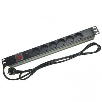 MULTIPRESA PER ARMADI RACK 19P. 6 POSTI SCHUKO CON INTERRUTTORE LUMINOSO