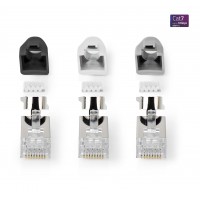 SPINA PLUG RJ45 FTP CAT7 PASSANTE PER CAVO RIGIDO E FLESSIBILE CON GUIDACAVO CONFEZIONE 10 PEZZI