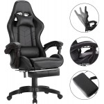 SEDIA DA GAMING CON POGGIAPIEDI E CUSCINO MASSAGGIANTE NERA
