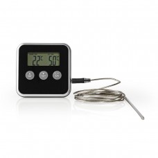 TIMER / TERMOMETRO DA CUCINA NERO CON SONDA DI TEMPERATURA