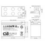 BATTERIA RICARICABILE PIOMBO AGM 12V 7,2Ah CSB UPS 123607 F2