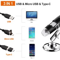 MICROSCOPIO DIGITALE USB2.0 40-1000X CON 8 LED E SUPPORTO IN METALLO