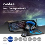 KIT GAMING COMPOSTO DA MOUSE, PAD, CUFFIA CON ADATTATORE E TASTIERA