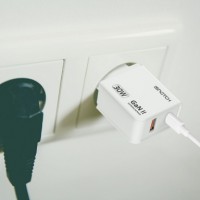 CARICABATTERIE GAN USB TYPE-C + 1 USB QC 3A 30W