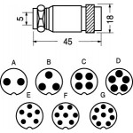 SPINA VOLANTE GX16 MICROFONICA SCHERMATA 4 POLI