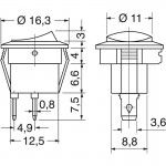 INTERRUTTORE A BILANCIA UNIPOLARE 10A (ON-OFF) NERO DIAM.16mm