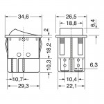 INTERRUTTORE A BILANCIA BIPOLARE 10A/16A (ON-OFF) 22x29 LUMINOSO ROSSO