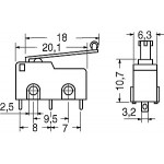 MICROSWITCH 20x11 CON LEVA E ROTELLA