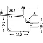 MICROSWITCH 22x18 CON LEVA LUNGA E ROTELLA