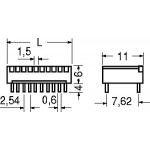 DIP-SWITCH CIRCUITO STAMPATO PASSO 2.54 POLI 10 ANGOLO