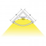KIT PROFILO ANGOLARE+TAPPI+COVER TRASPARENTE PER STRIP LED IN ALLUMINIO DA PARETE BARRA MT.2