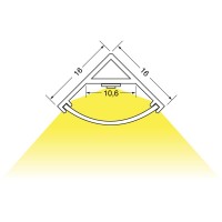 KIT PROFILO ANGOLARE+TAPPI+COVER TRASPARENTE PER STRIP LED IN ALLUMINIO DA PARETE BARRA MT.2