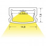 KIT PROFILO+TAPPI+COVER SATINATO PER STRIP LED IN ALLUMINIO DA PARETE 22,6mmx18mmx8,5mm BARRA MT.2