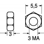 DADO PER VITI NYLON DIAMETRO 3mm CONF.100 PZ.