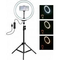 TREPPIEDI PER FOTOCAMERA E SMARTPHONE CON LUCE AD ANELLO 12 POLLICI REGOLABILE