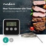 TIMER / TERMOMETRO DA CUCINA NERO CON SONDA DI TEMPERATURA