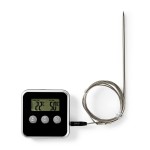 TIMER / TERMOMETRO DA CUCINA NERO CON SONDA DI TEMPERATURA