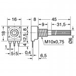 POTENZIOMETRO LINEARE 1 GIRO 0.25W 10 KOHM SENZA INTERRUTTORE